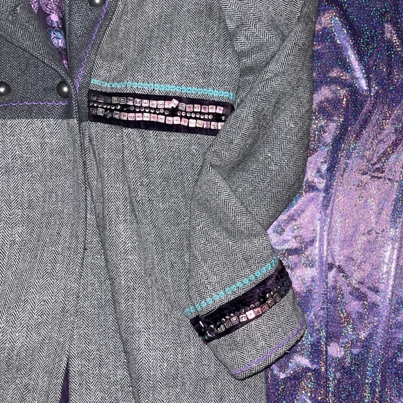 Custo Barcelona size 38 gray tweed embellished - Picture 3 of 8